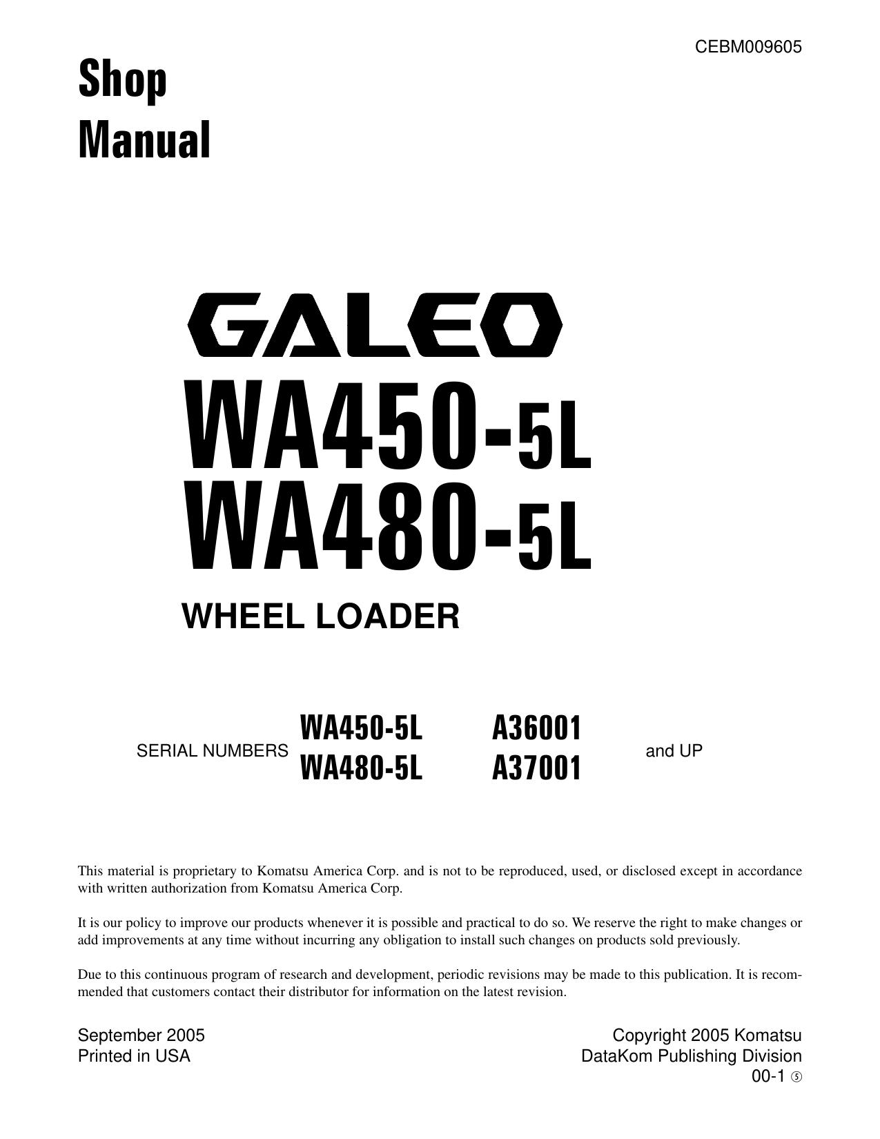 WA450-5L WA480-5L Shop Manual